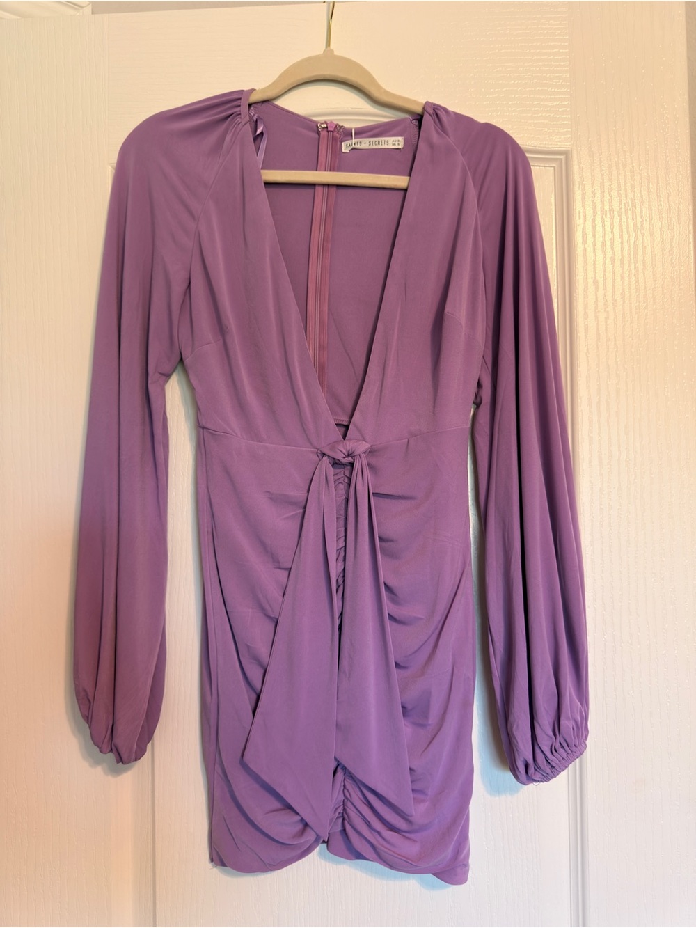 Twist-Front Long Sleeve Mini Dress in Lavender by NA-KD